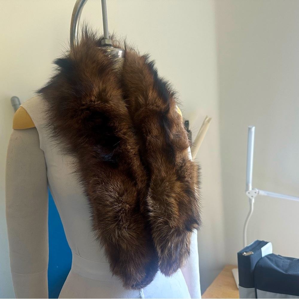 Fluffy Chocolate Ethical Vintage Fur Scarf